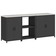 Kitchen storage set with shelf 3 pcs Black Cold-rolled steel