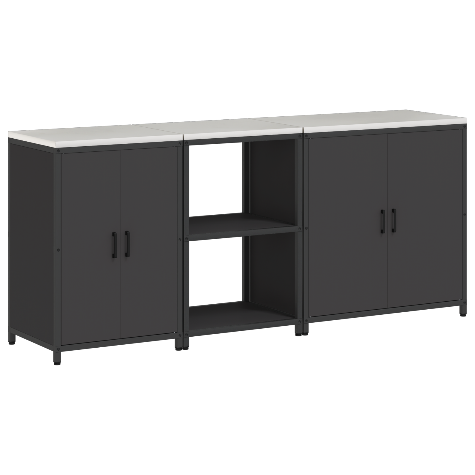 Keuken Opslag Set met plank Anders met opslag met de deur 3 pcs Zwart 210 x 50 x 92 cm
