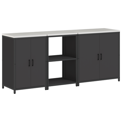 Keuken Opslag Set met plank Anders met opslag met de deur 3 pcs Zwart 210 x 50 x 92 cm