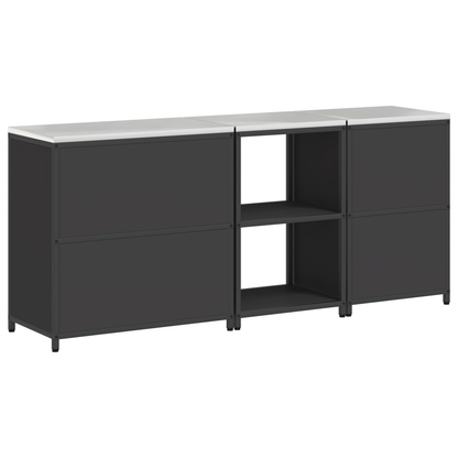 Keuken Opslag Set met plank Anders met opslag met de deur 3 pcs Zwart 210 x 50 x 92 cm