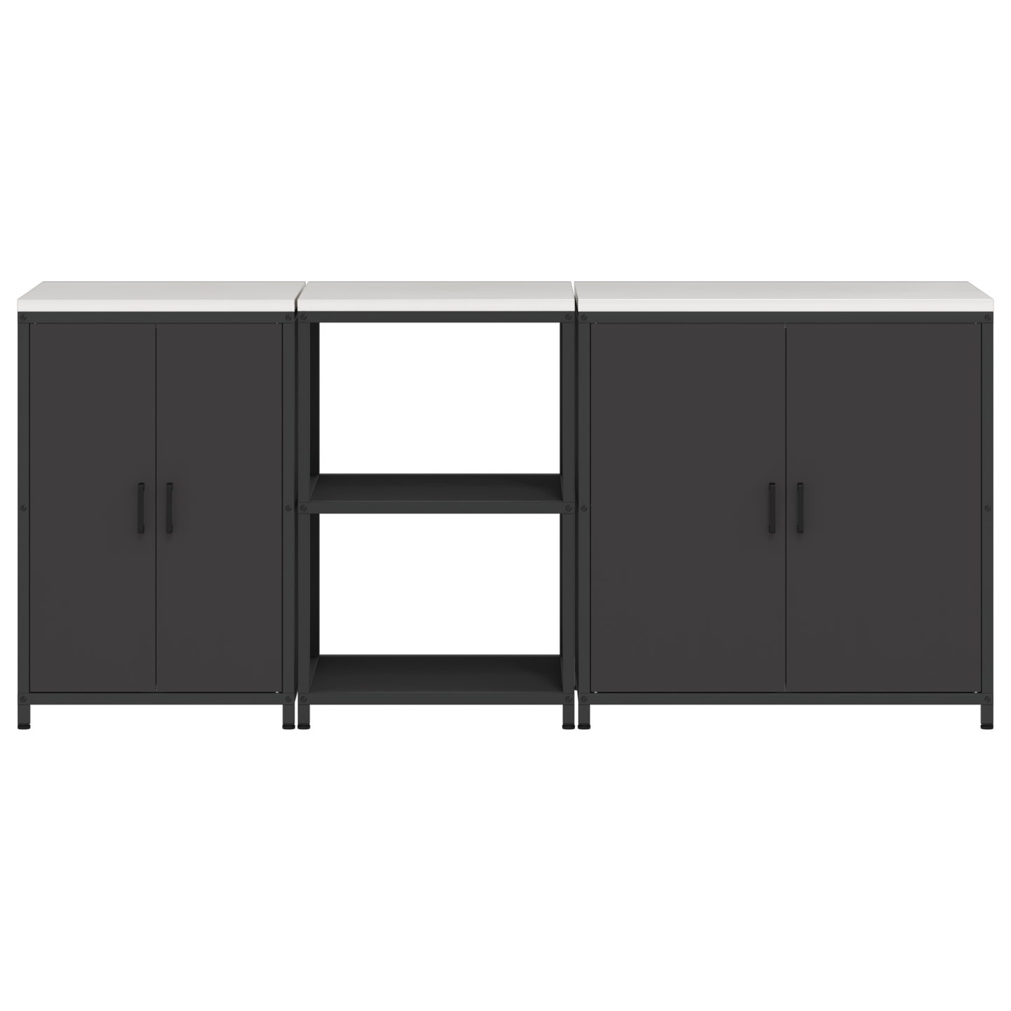 Keuken Opslag Set met plank Anders met opslag met de deur 3 pcs Zwart 210 x 50 x 92 cm