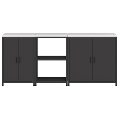 Keuken Opslag Set met plank Anders met opslag met de deur 3 pcs Zwart 210 x 50 x 92 cm