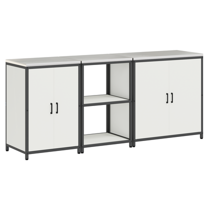 Keuken Opslag Set 3 pcs Wit 210 x 50 x 92 cm Koudgewalst staal