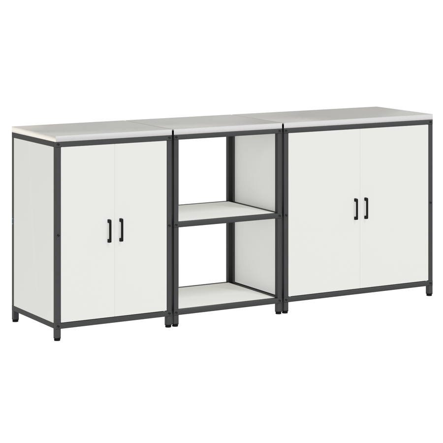 Keuken Opslag Set 3 pcs Wit 210 x 50 x 92 cm Koudgewalst staal