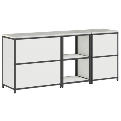 Keuken Opslag Set 3 pcs Wit 210 x 50 x 92 cm Koudgewalst staal