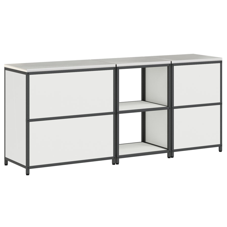 Keuken Opslag Set 3 pcs Wit 210 x 50 x 92 cm Koudgewalst staal