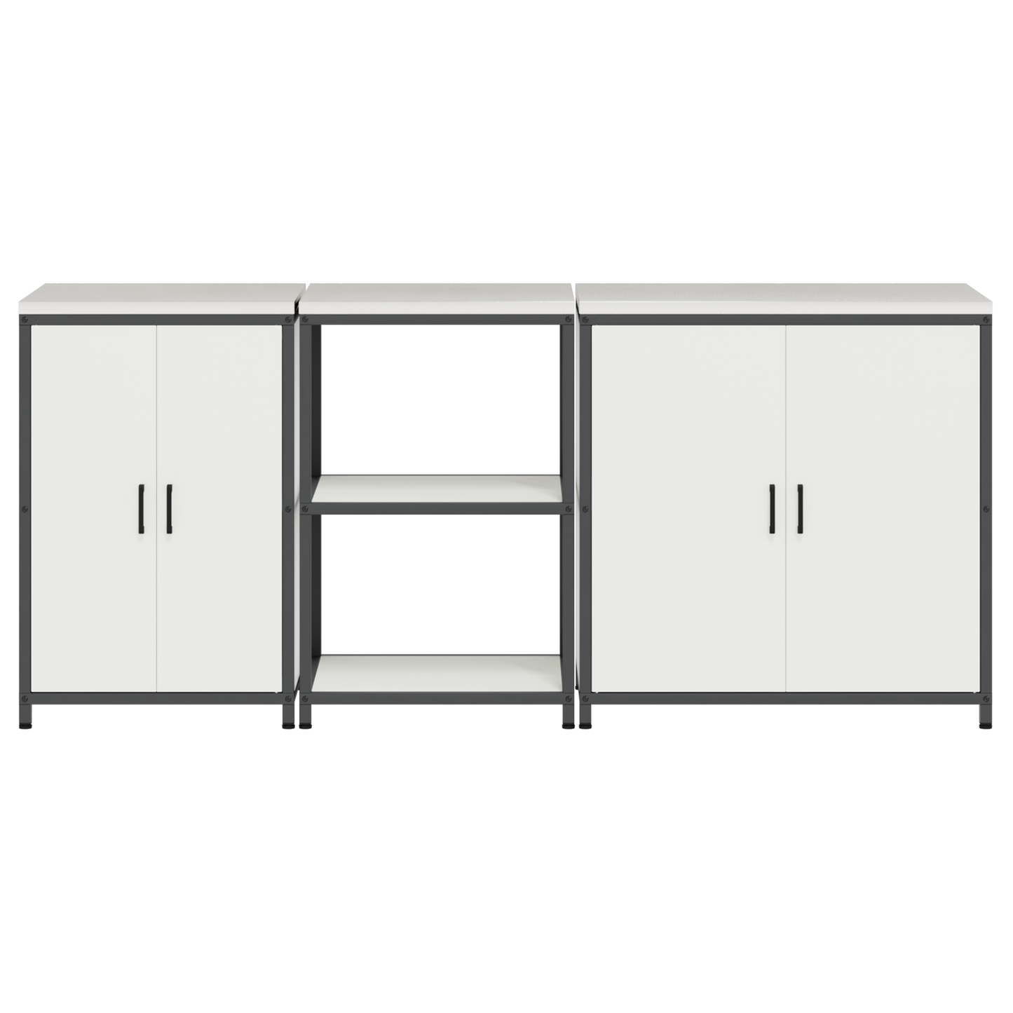 Keuken Opslag Set 3 pcs Wit 210 x 50 x 92 cm Koudgewalst staal