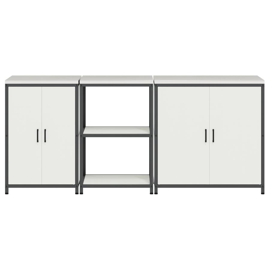 Keuken Opslag Set 3 pcs Wit 210 x 50 x 92 cm Koudgewalst staal