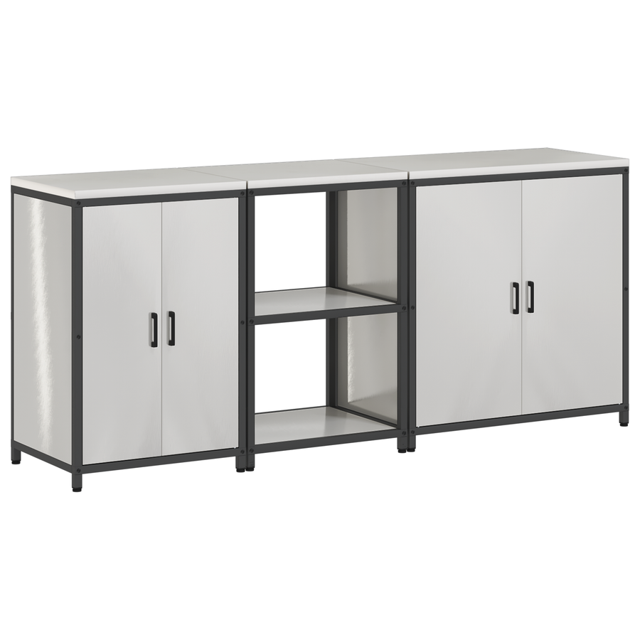 Keuken Opslag Set 3 pcs Zilver 210 x 50 x 92 cm Roestvrij staal