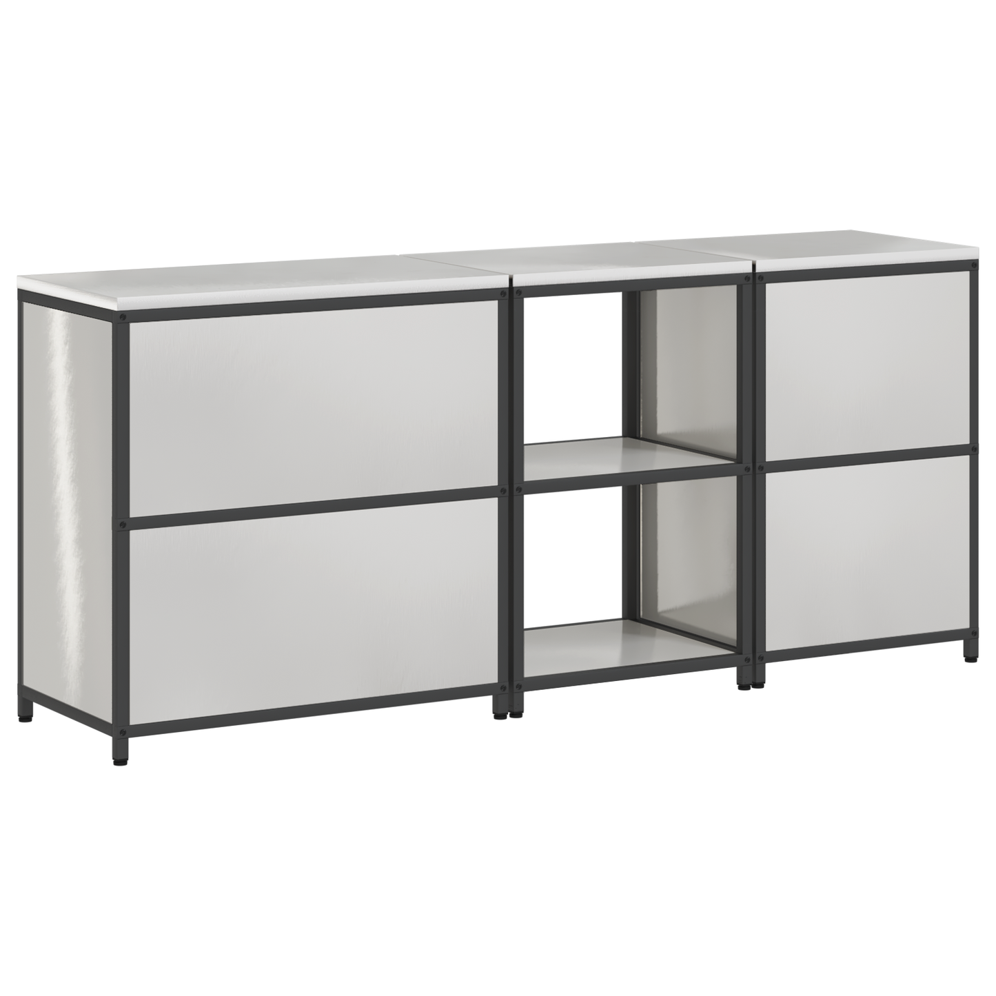 Keuken Opslag Set 3 pcs Zilver 210 x 50 x 92 cm Roestvrij staal