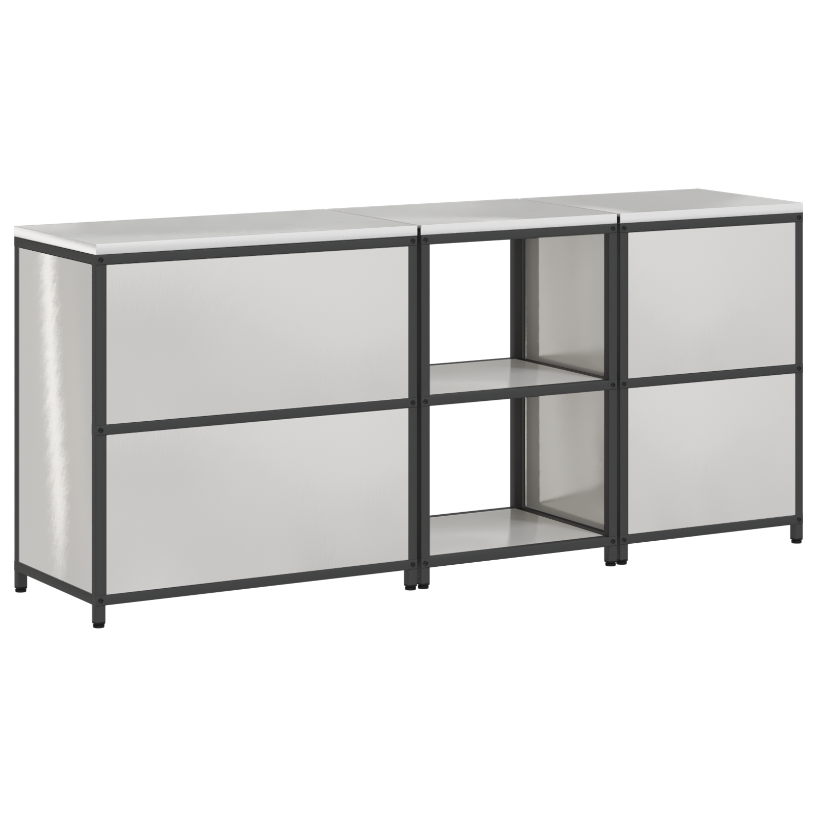 Keuken Opslag Set 3 pcs Zilver 210 x 50 x 92 cm Roestvrij staal