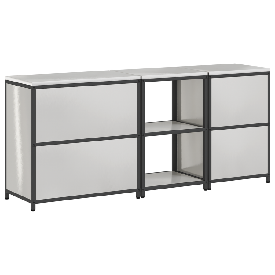 Keuken Opslag Set 3 pcs Zilver 210 x 50 x 92 cm Roestvrij staal
