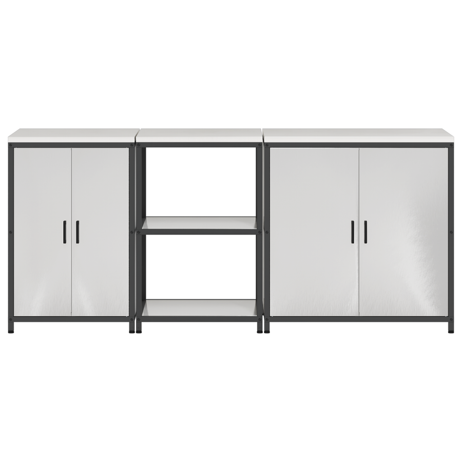 Keuken Opslag Set 3 pcs Zilver 210 x 50 x 92 cm Roestvrij staal