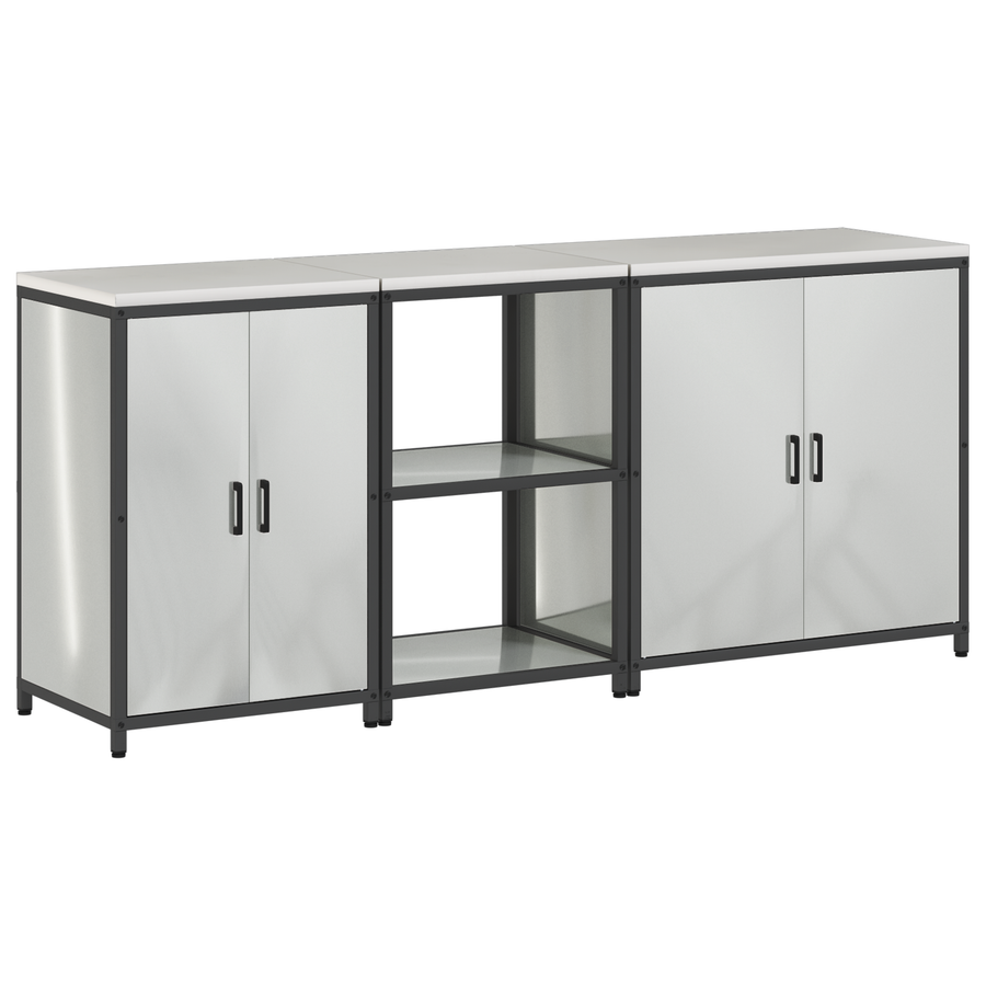 Keuken Opslag Set met plank Anders met opslag met de deur 3 pcs Zilver 210 x 50 x 92 cm