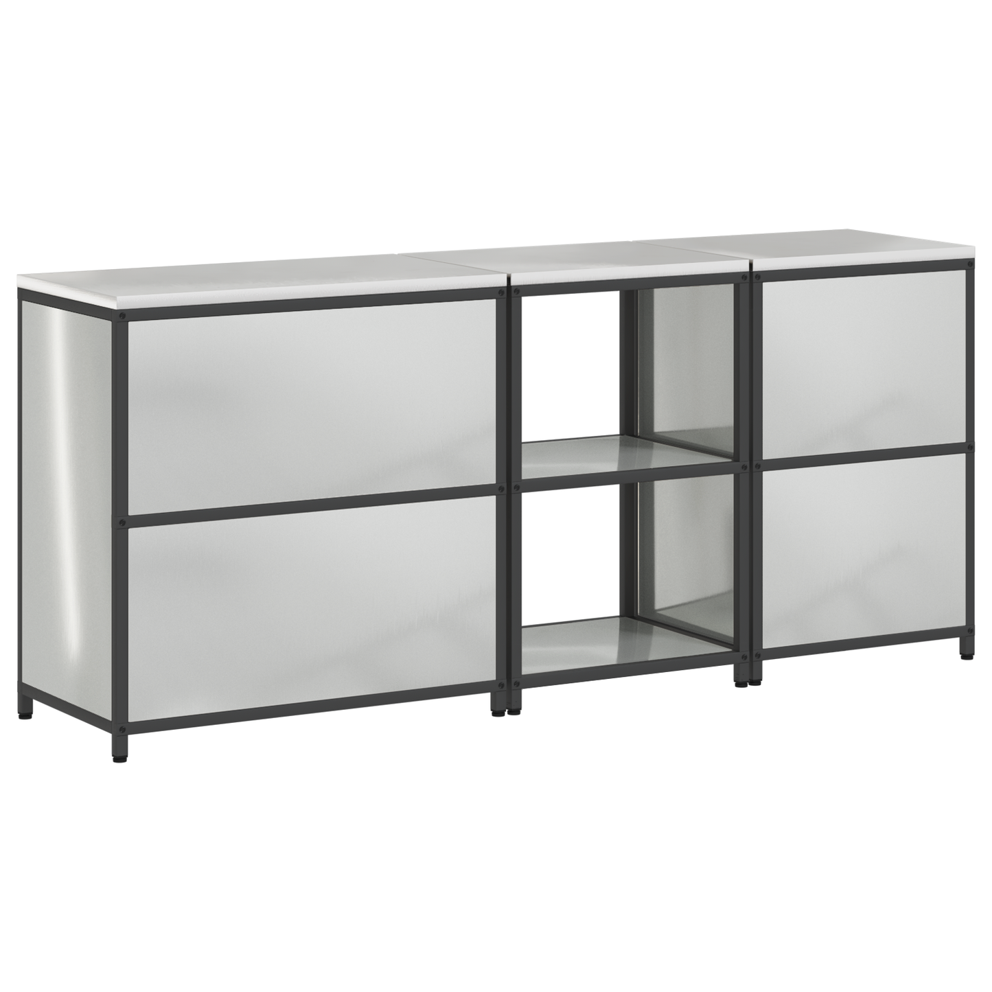 Keuken Opslag Set met plank Anders met opslag met de deur 3 pcs Zilver 210 x 50 x 92 cm