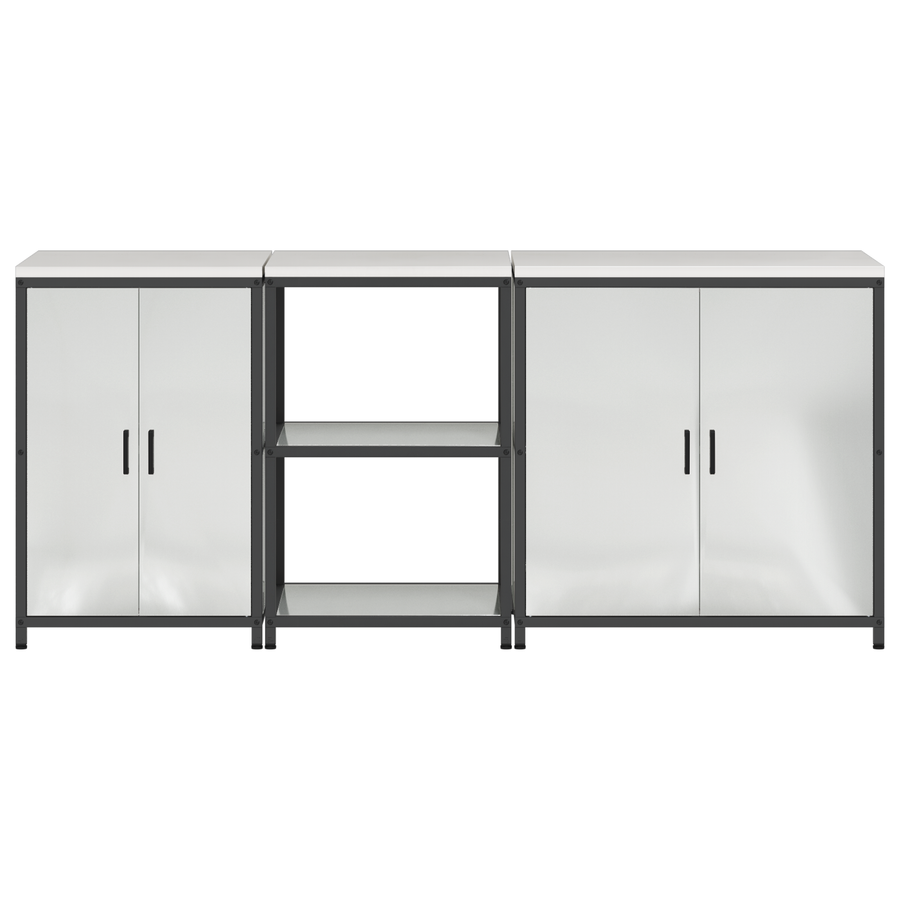 Keuken Opslag Set met plank Anders met opslag met de deur 3 pcs Zilver 210 x 50 x 92 cm