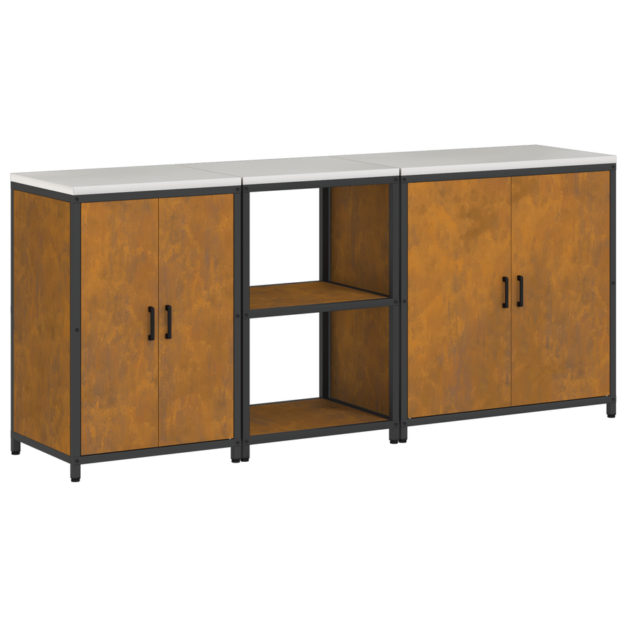 Keuken Opslag Set 3 pcs Roestig 210 x 50 x 92 cm Cortenstaal