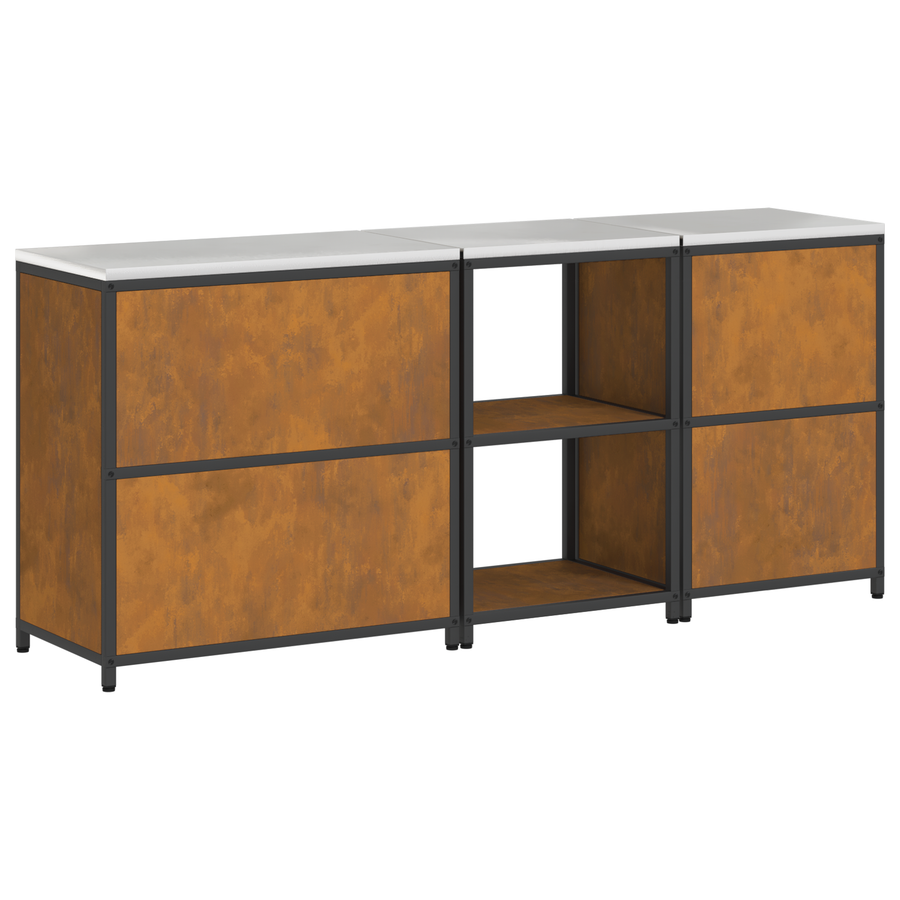 Keuken Opslag Set 3 pcs Roestig 210 x 50 x 92 cm Cortenstaal