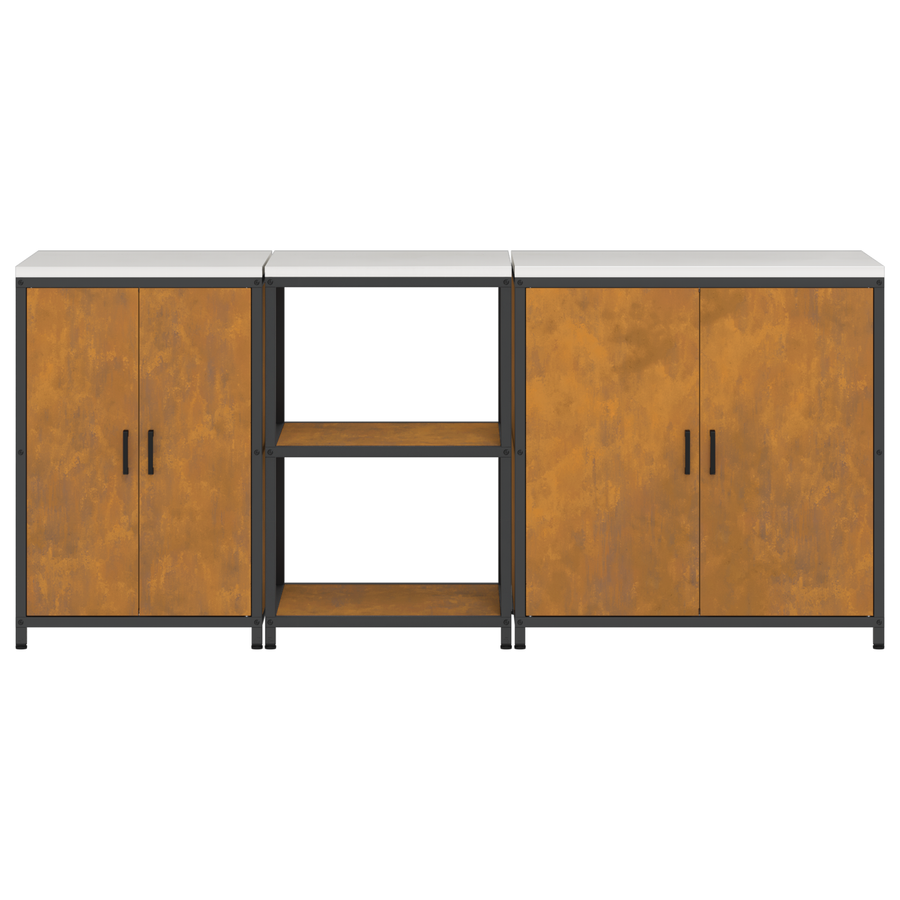 Keuken Opslag Set 3 pcs Roestig 210 x 50 x 92 cm Cortenstaal