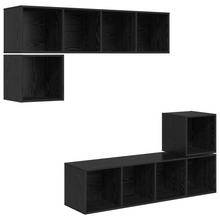 Tv-meubelset 4 pcs Zwart eiken 37 x 37 x 142.5 cm Bewerkt hout