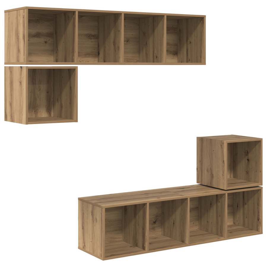 Tv-meubelset 4 pcs artisanaal eikenkleurig 37 x 37 x 142.5 cm
