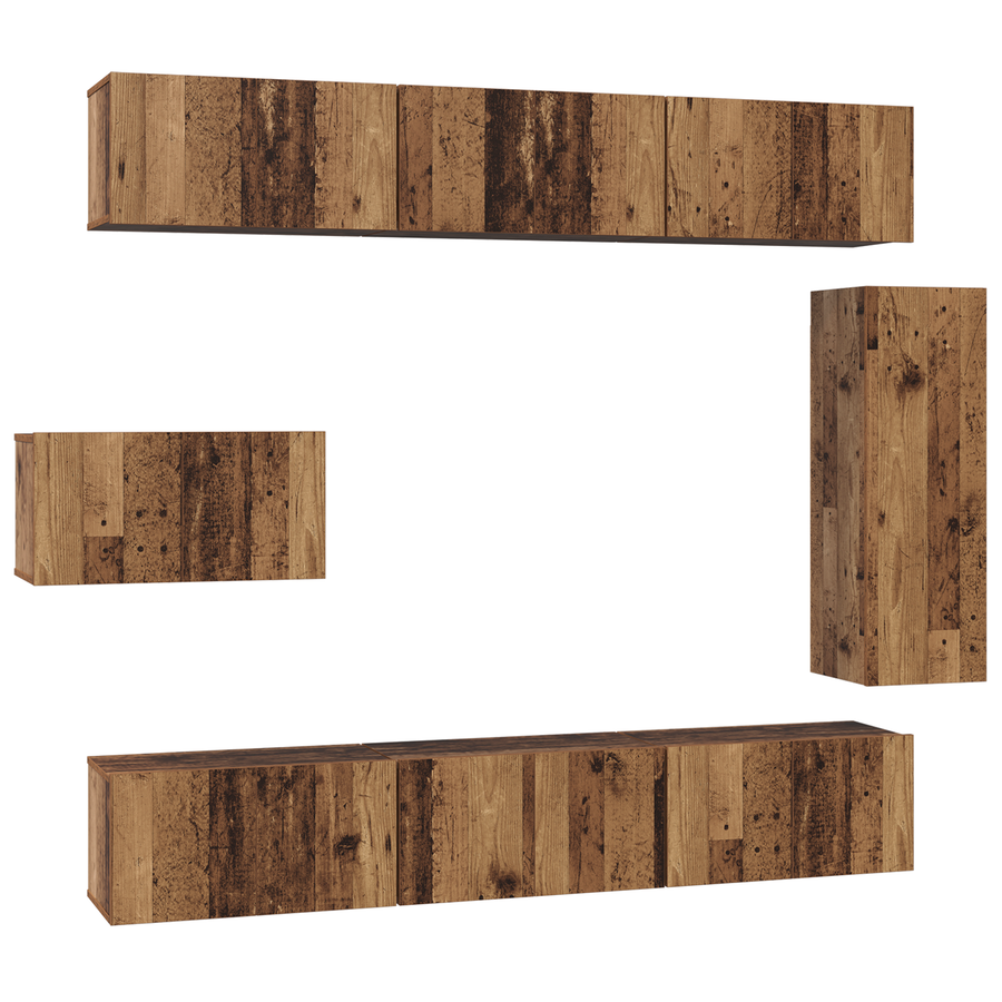 TV kastenset met plank Anders met opslag met de deur 8 pcs Oude hout 30.5 x 30 x 90 cm