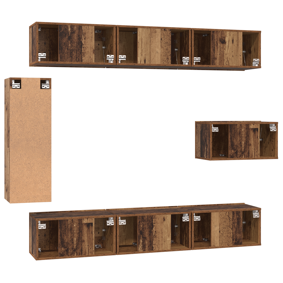 TV kastenset met plank Anders met opslag met de deur 8 pcs Oude hout 30.5 x 30 x 90 cm