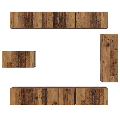 TV kastenset met plank Anders met opslag met de deur 8 pcs Oude hout 30.5 x 30 x 90 cm