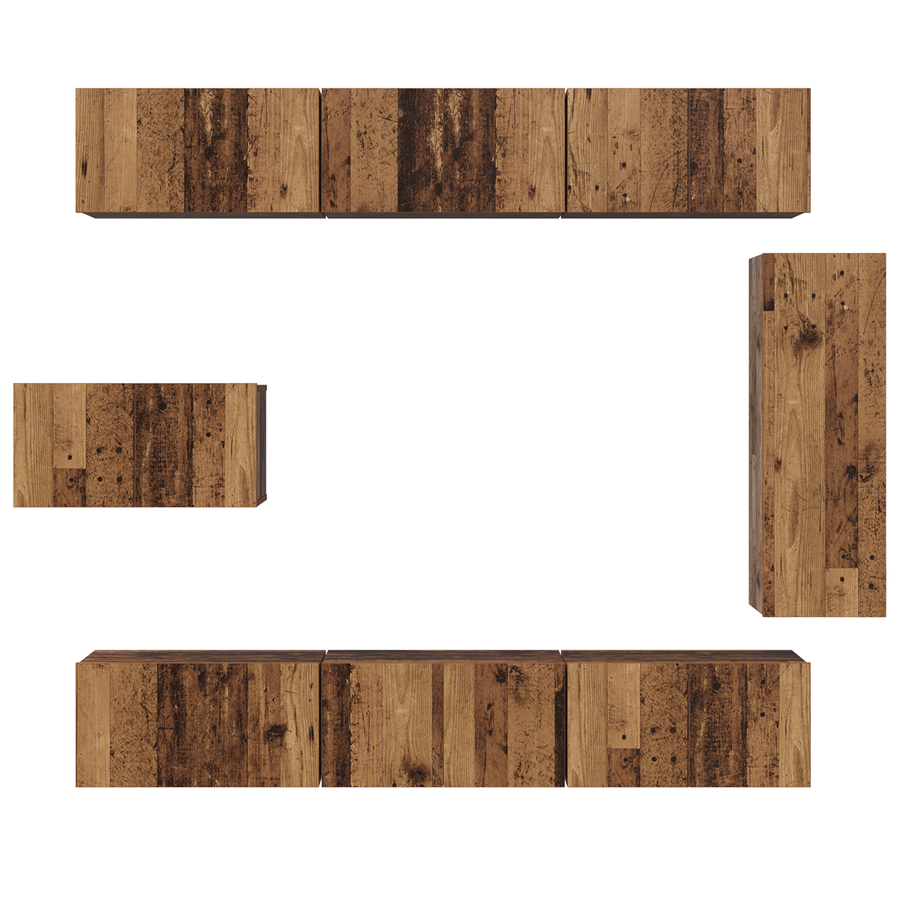TV kastenset met plank Anders met opslag met de deur 8 pcs Oude hout 30.5 x 30 x 90 cm