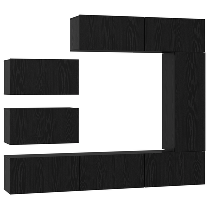 TV kastenset met plank Anders met opslag met de deur 8 pcs Zwart eiken 30.5 x 30 x 90 cm