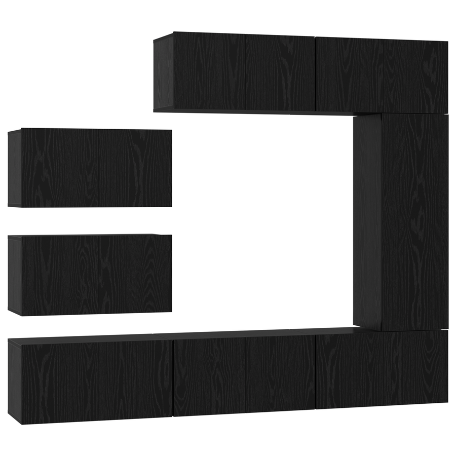 TV kastenset met plank Anders met opslag met de deur 8 pcs Zwart eiken 30.5 x 30 x 90 cm