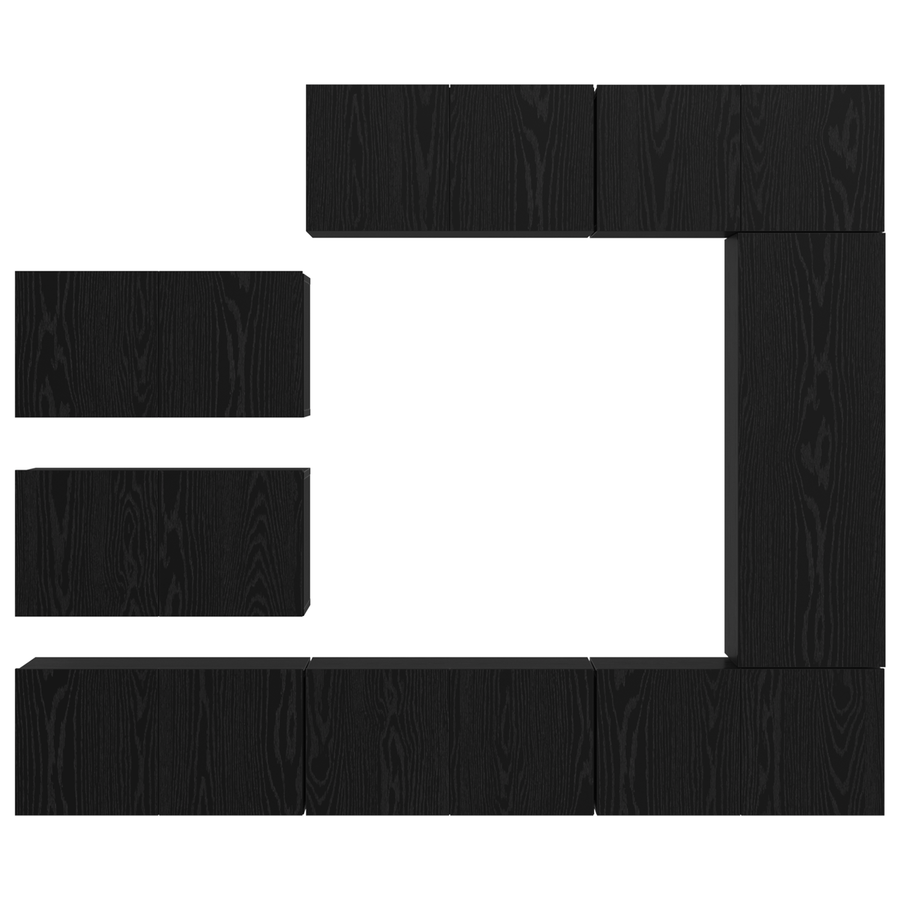 TV kastenset met plank Anders met opslag met de deur 8 pcs Zwart eiken 30.5 x 30 x 90 cm