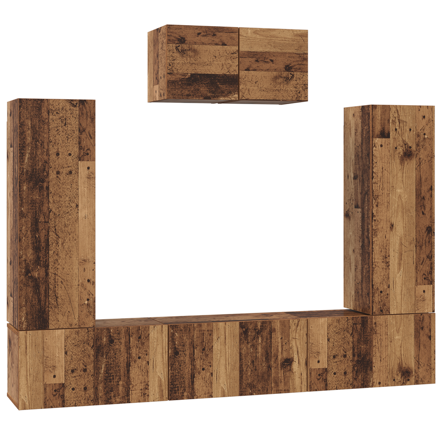 Tv-meubelset 7 pcs Oude hout 180 x 30 x 120 cm Bewerkt hout