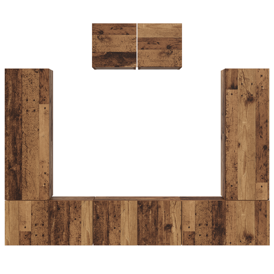 Tv-meubelset 7 pcs Oude hout 180 x 30 x 120 cm Bewerkt hout