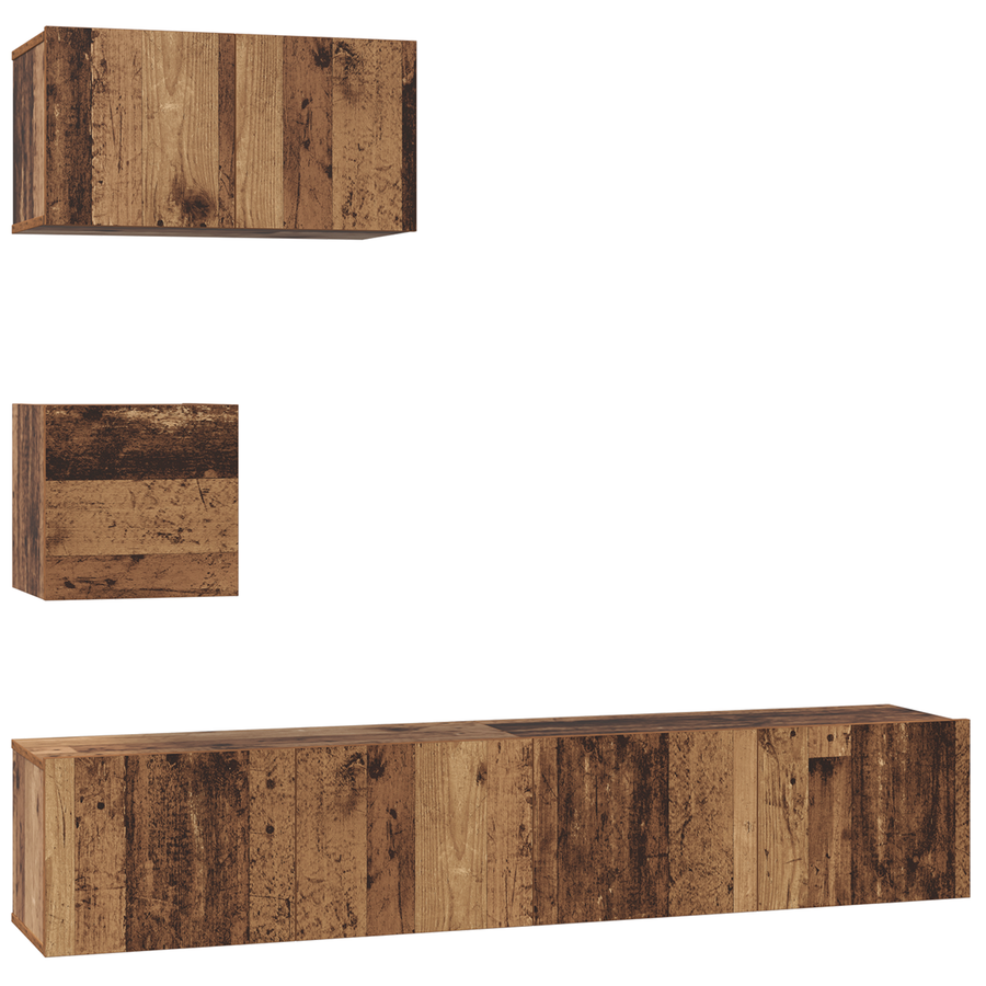 Wand TV Kast met plank 4 pcs Oude hout 30.5 x 30 x 30 cm Medium
