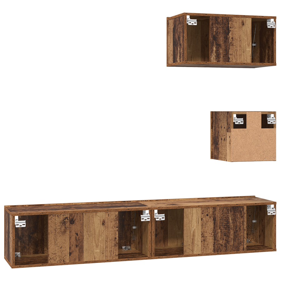 Wand TV Kast met plank 4 pcs Oude hout 30.5 x 30 x 30 cm Medium