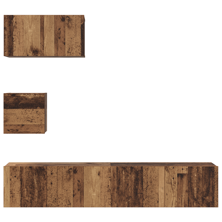 Wand TV Kast met plank 4 pcs Oude hout 30.5 x 30 x 30 cm Medium