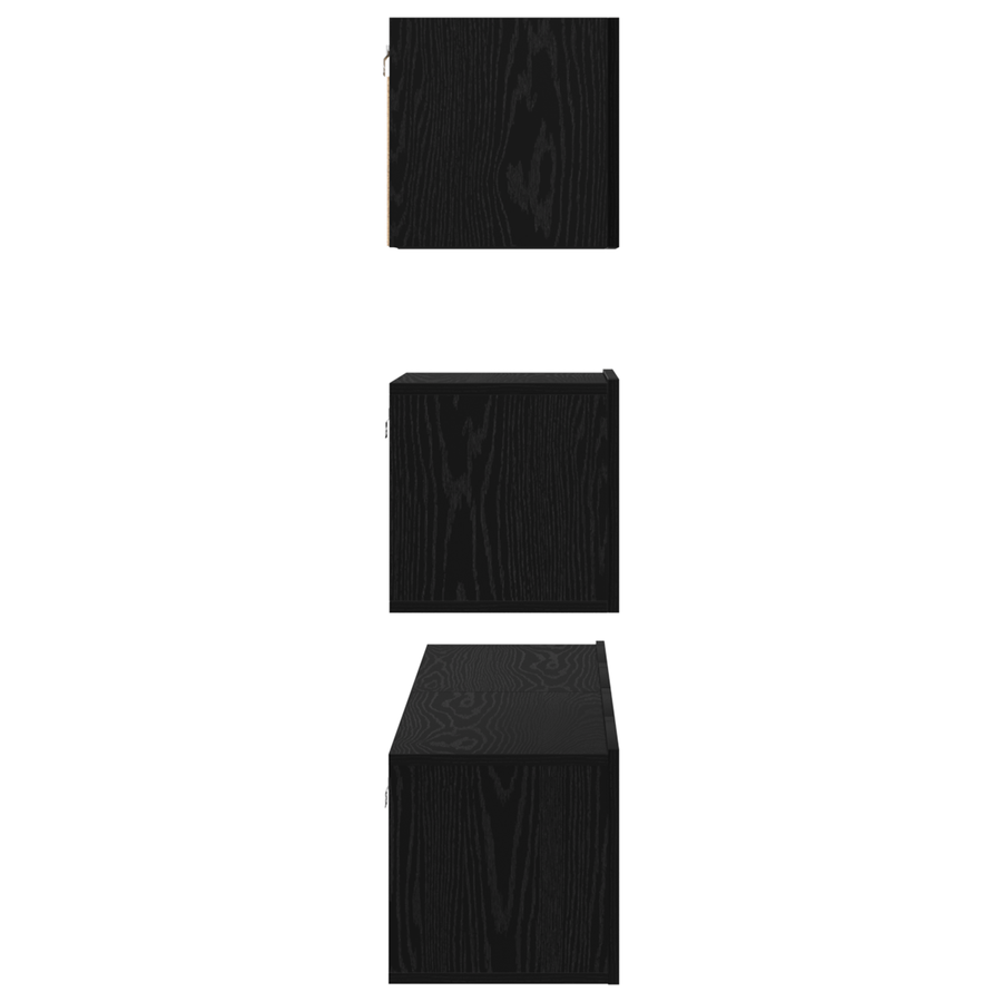 Wand TV Kast met plank met opslag met de deur 4 pcs Zwart eiken