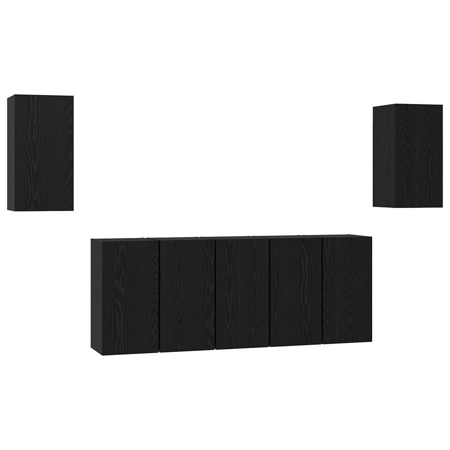 Tv-meubelset 7 pcs Zwart eiken 30.5 x 30 x 60 cm Bewerkt hout
