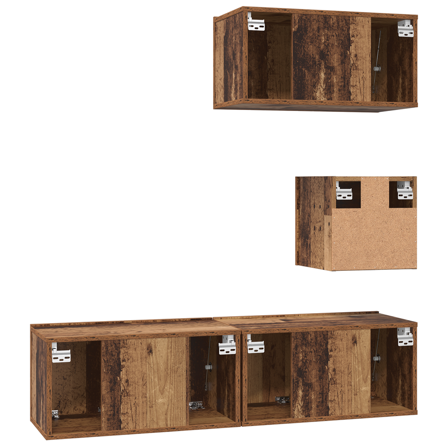 TV Eenheid Set Anders met opslag met de deur 4 pcs Oude hout 60 x 30 x 30 cm