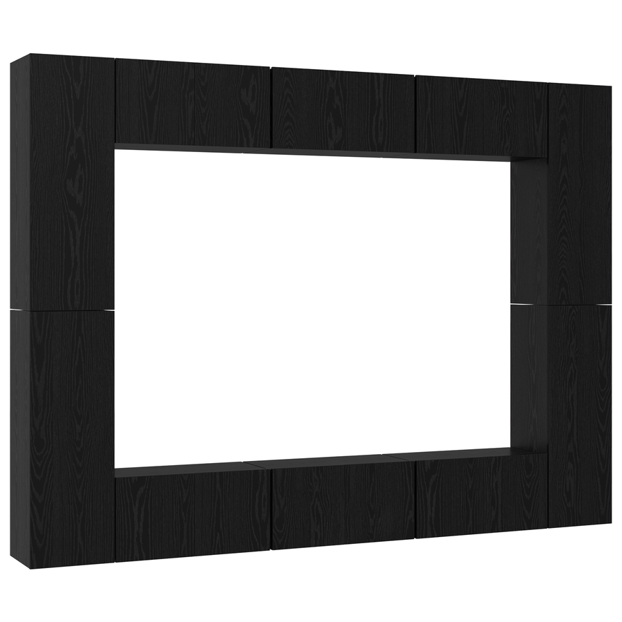 Tv-meubelset 10 pcs Zwart eiken Medium 30.5 x 30 x 90 cm