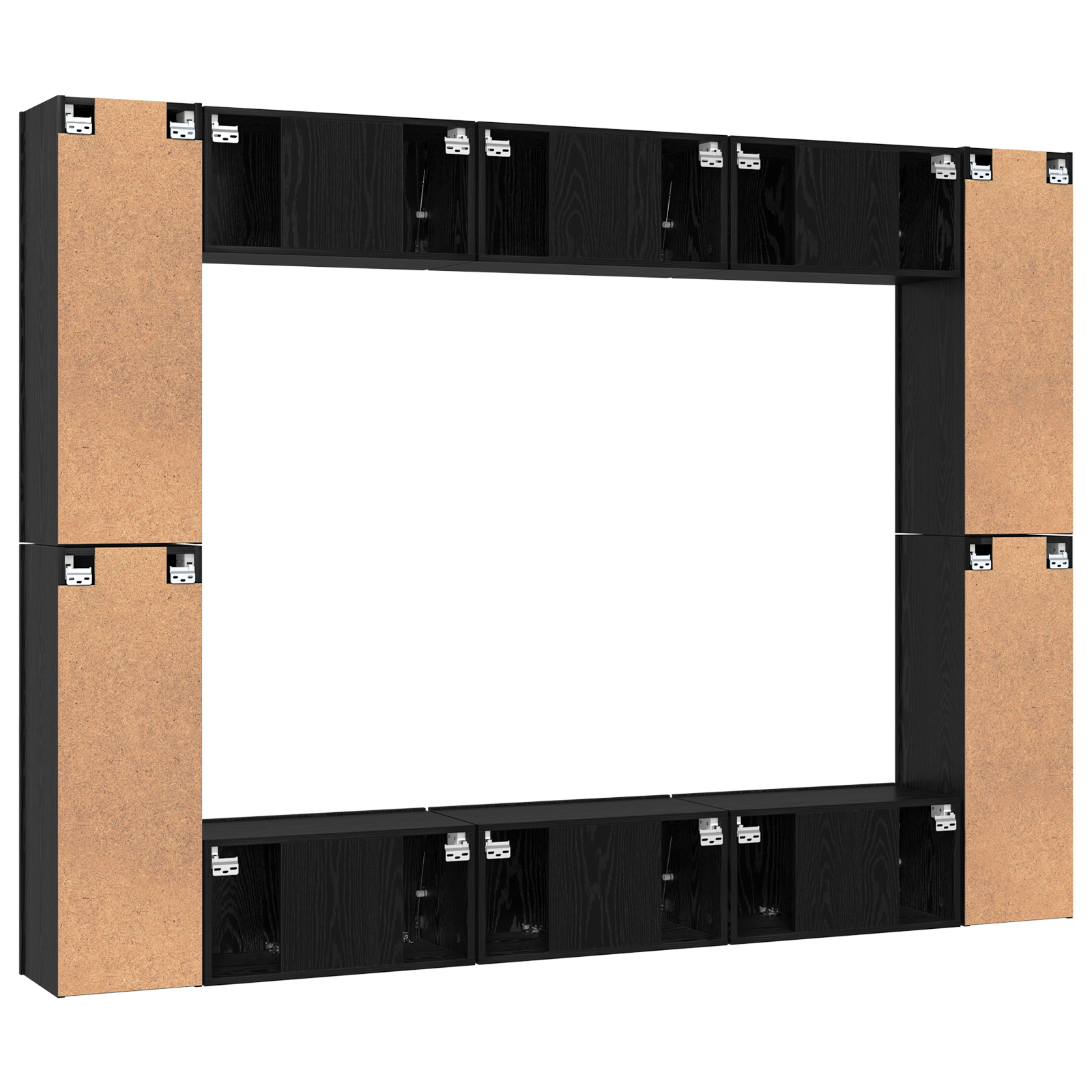 Tv-meubelset 10 pcs Zwart eiken Medium 30.5 x 30 x 90 cm