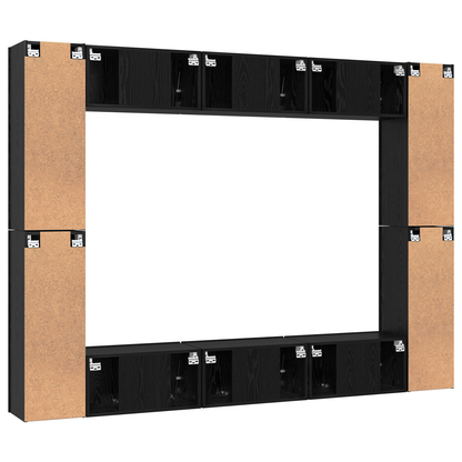 Tv-meubelset 10 pcs Zwart eiken Medium 30.5 x 30 x 90 cm
