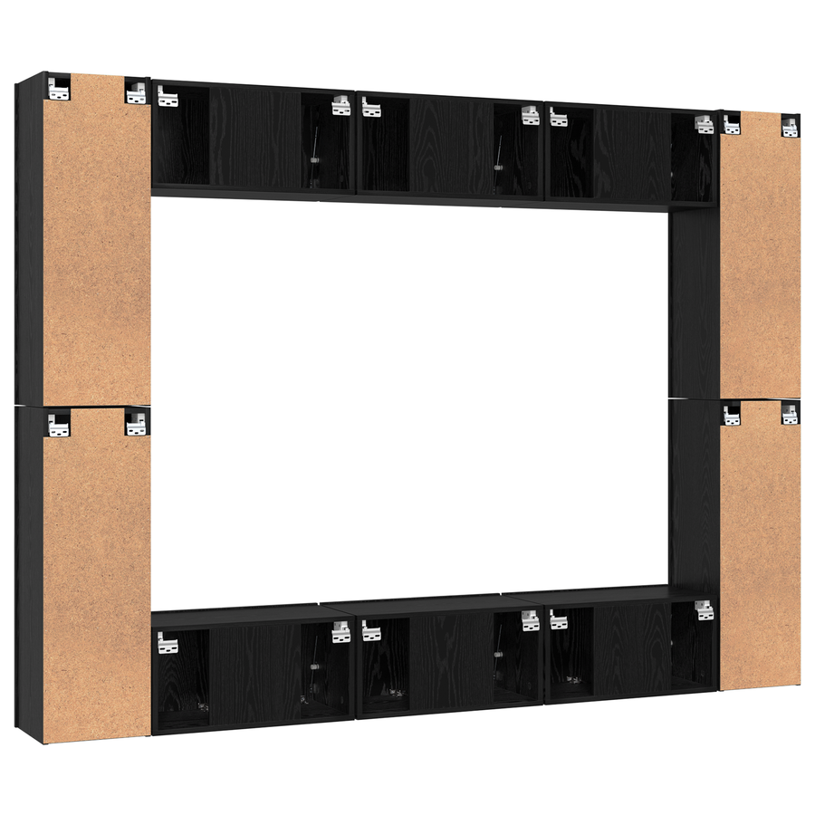 Tv-meubelset 10 pcs Zwart eiken Medium 30.5 x 30 x 90 cm