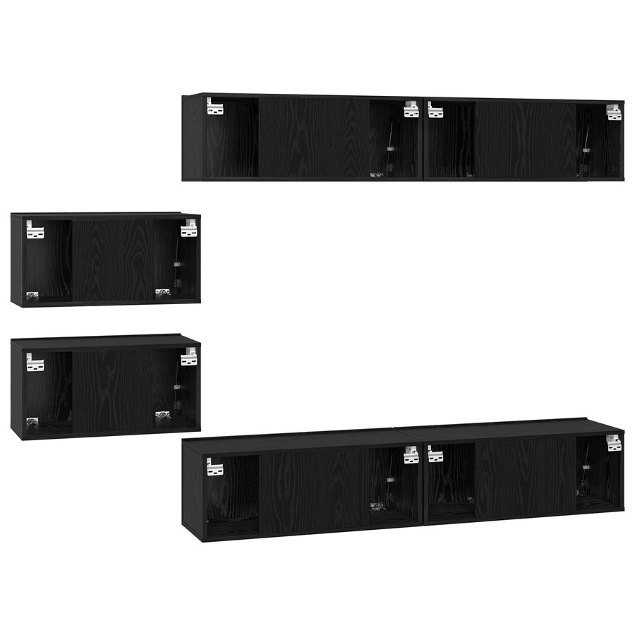 Tv-meubelset 6 pcs Zwart Eiken 80 x 30 x 30.5 cm Small