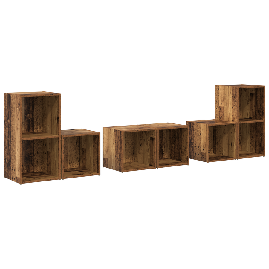 TV-kast set met plank met opslag 6 pcs Oud Hout Bewerkt hout