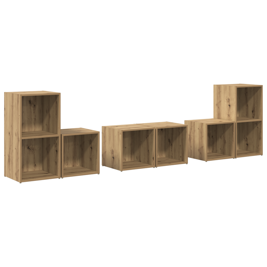 TV-kast set met plank met opslag 6 pcs Artisan Eiken Bewerkt hout