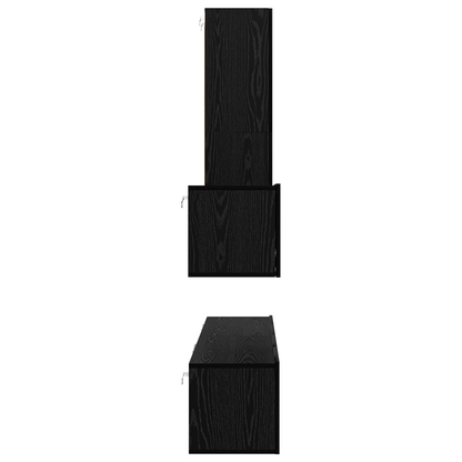 Wand TV Kast met plank Anders met opslag met de deur 4 pcs Zwart eiken