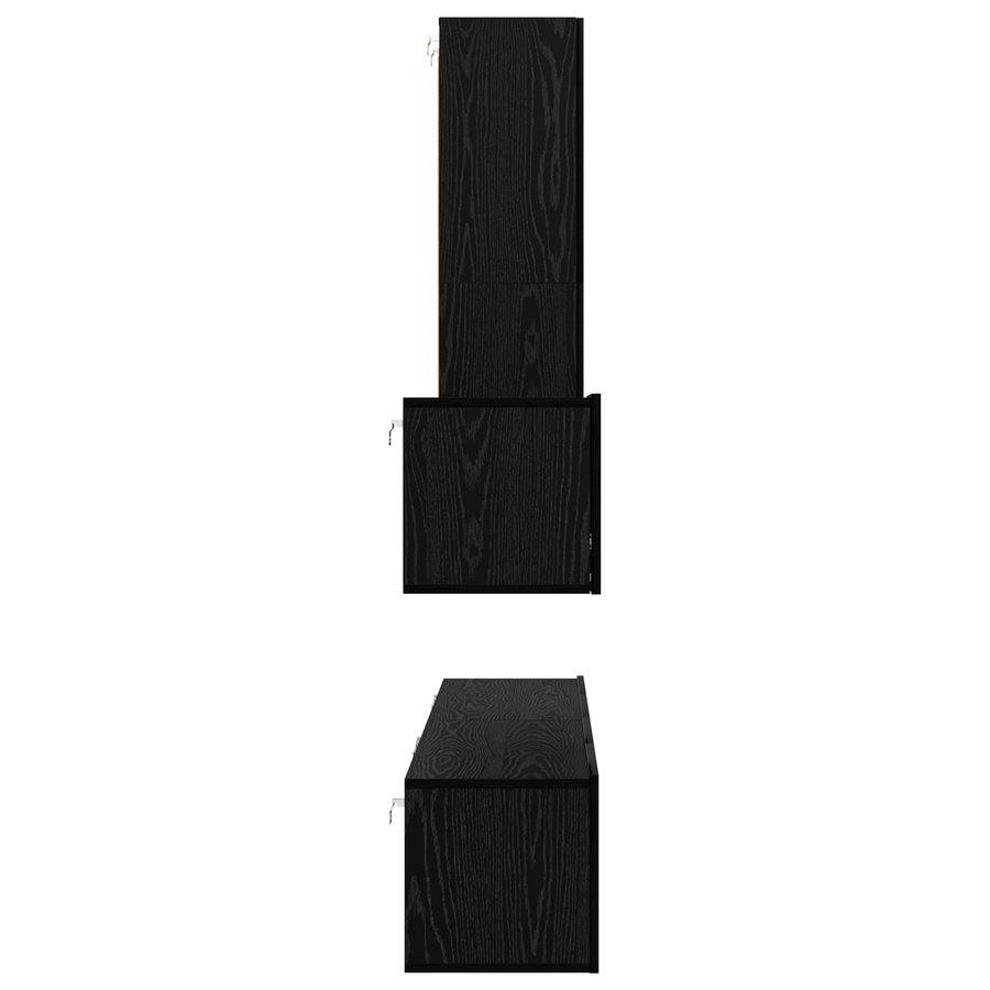 Wand TV Kast met plank Anders met opslag met de deur 4 pcs Zwart eiken