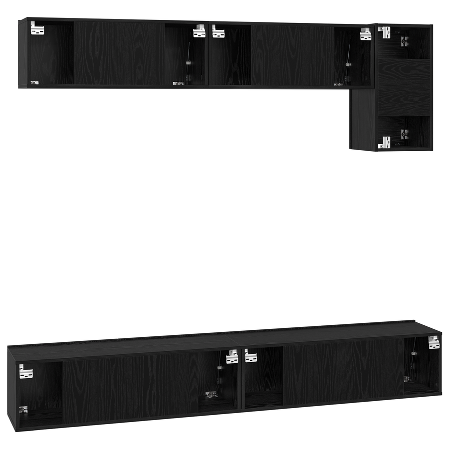 Tv-meubelset 5 pcs Zwart eiken 100 x 30 x 30 cm Bewerkt hout